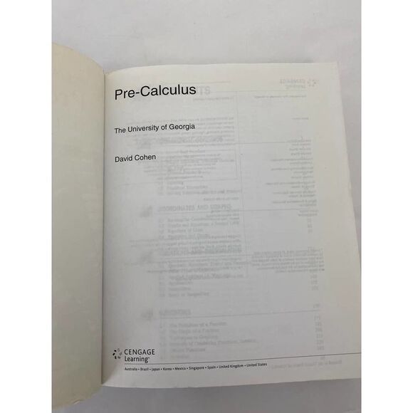 Pre-Calculus University of Georgia Soft Cover Textbook 2006 -- David Cohen - Picture 7 of 9
